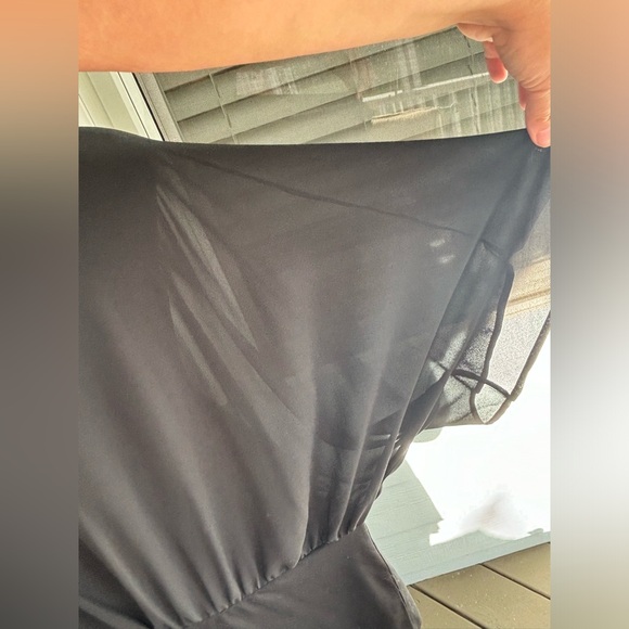 Ruby Ribbon black flowing sheer top attached to fitted knit waist band plus size - Picture 4 of 4